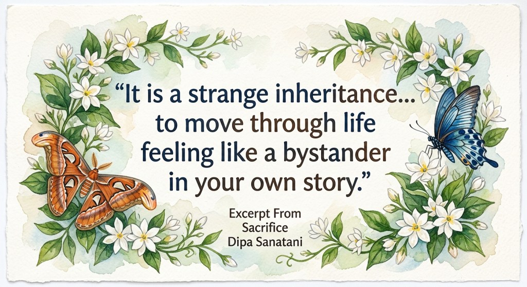 An artistic illustration featuring a quote about feeling disconnected in life, surrounded by flowers and butterflies.